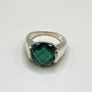 Bask Sterling Silver Green Gemstone Ring